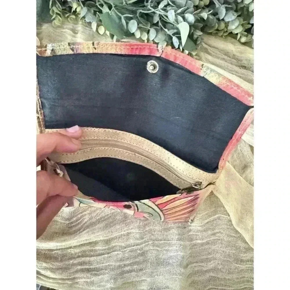 1980’s Emily Ann of‎ Boca Raton Leather clutch  bi fold wallet ethnic geometric - Picture 7 of 9